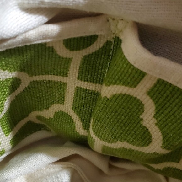 Spartina 459 Green and Navy Linen Handbag. Leather Strapes. - Picture 5 of 5